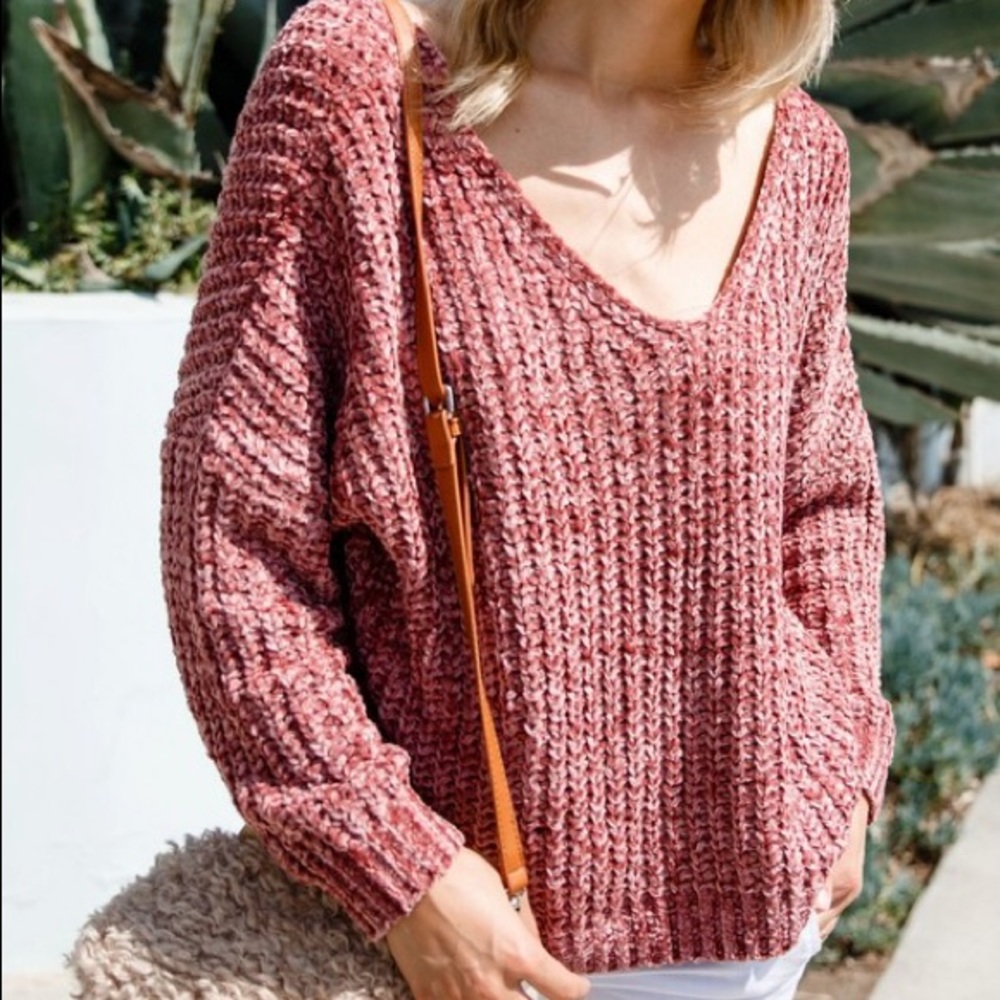 Rust Cozy Chenille Knitted Sweater - Picture 4 of 6